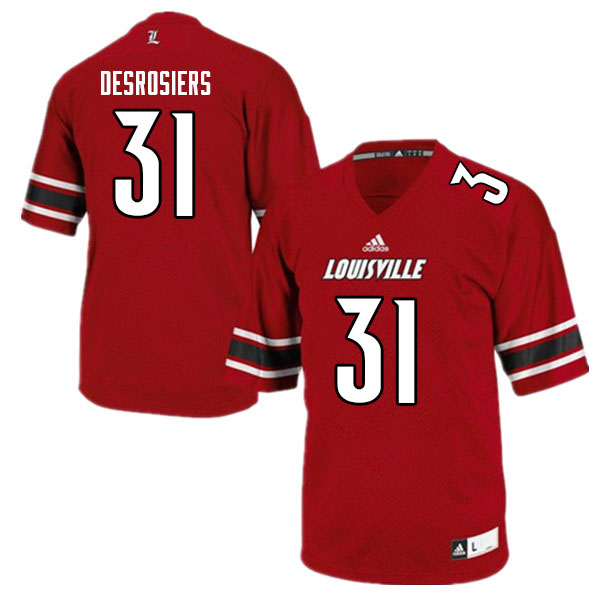 Men #31 Gregory Desrosiers Louisville Cardinals College Football Jerseys Sale-Red